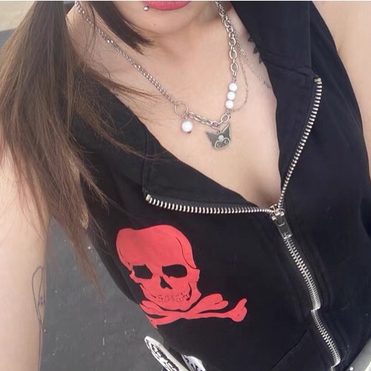 Vòng cổ nhiều lớp bằng thép titan phối ngọc trai cá tính thời trang phong cách Hàn Quốc