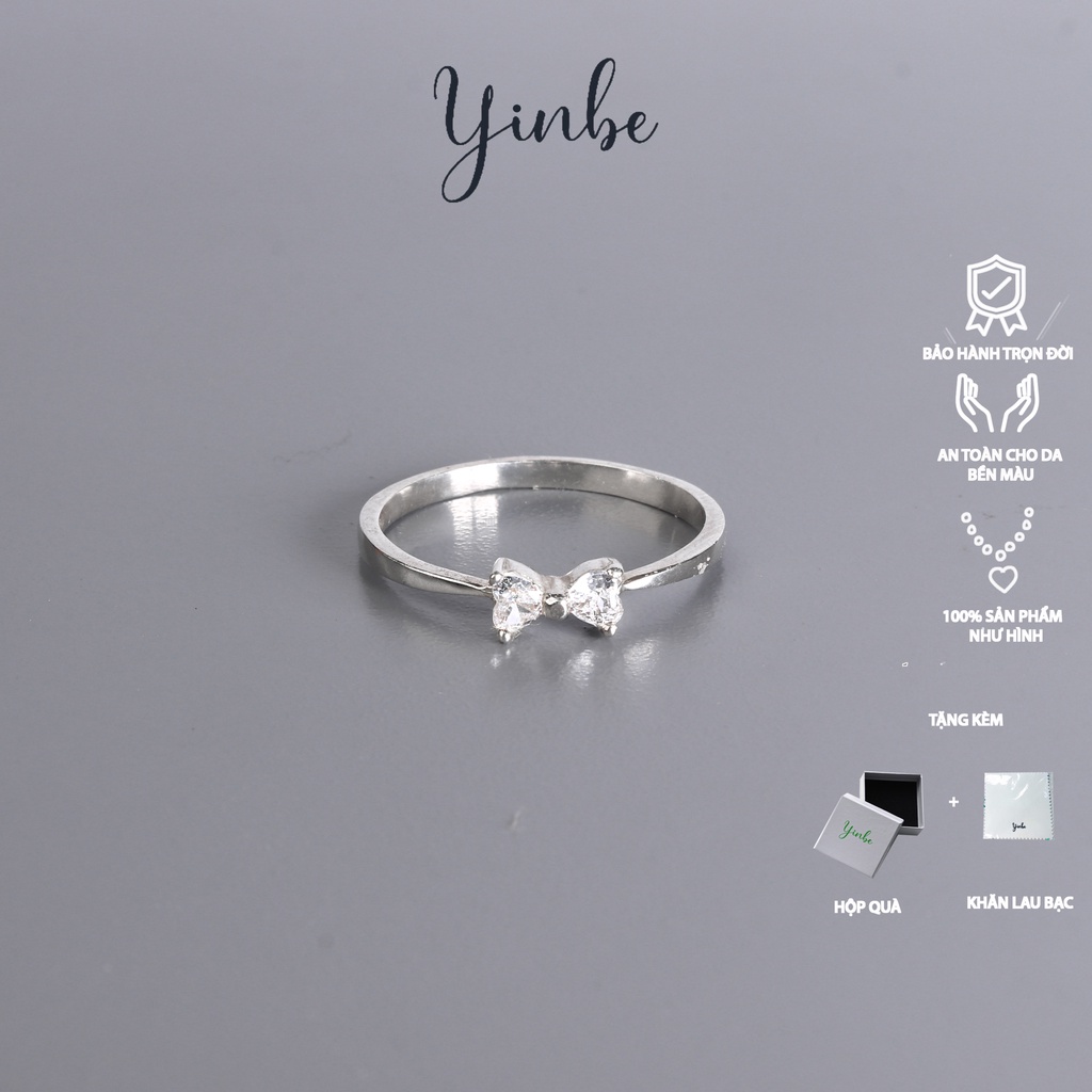 Nhẫn Bạc Nữ, Nhẫn Nơ Đá Lấp Lánh Yinbe Silver Xinh Xắn Bạc s990 YB032