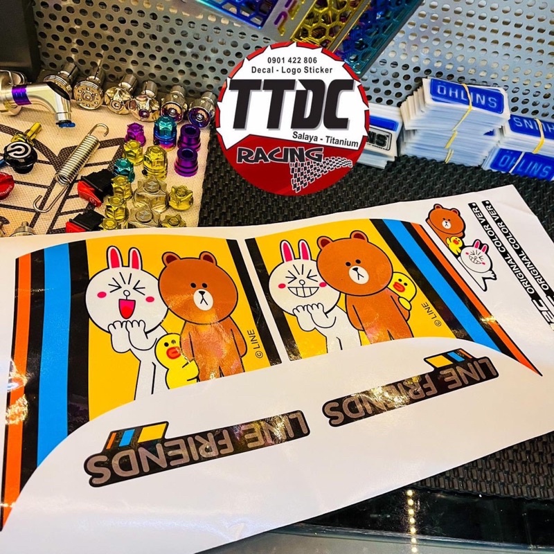 Tem Scoopy Limited phiên bản Gấu Line chất liệu camay nhũ kim cao cấp