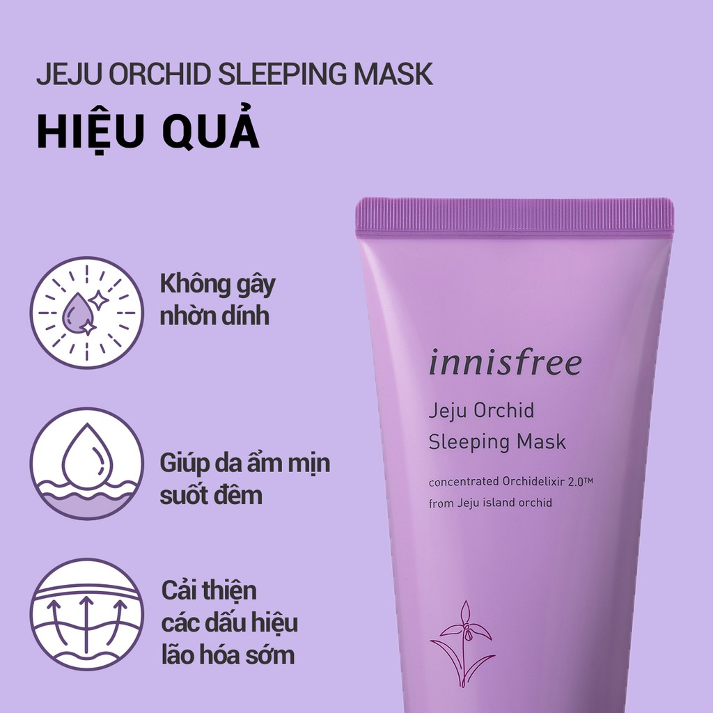 [Mã FMCGMF11 giảm 8% đơn 250K] Mặt nạ ngủ chống lão hóa hoa lan tím innisfree Jeju Orchid Sleeping Mask 80ml