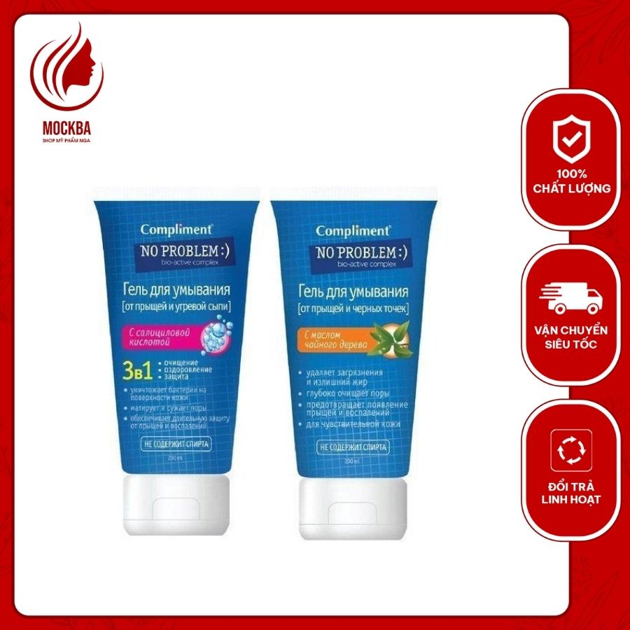( Hàng sẵn, date xa ) Gel rửa mặt Compliment No Problem không làm khô da giảm viêm, mụn, sản phẩm cho da dầu, nhạy cảm