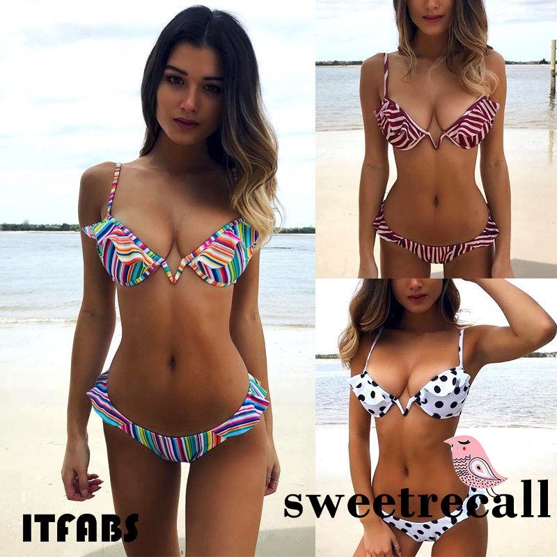 Bộ bikini 2 mảnh nâng ngực phối bèo quyến rũ cho nữ | BigBuy360 - bigbuy360.vn