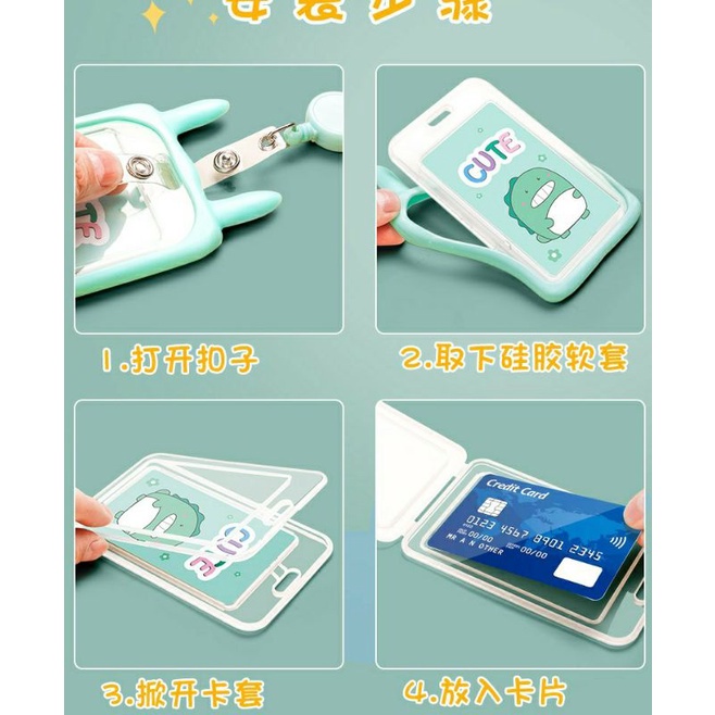 Dây đeo thẻ học sinh sinh viên bọc viền silicon chống nước kiểu dáng tai mèo tai thỏ cu te dễ thương cao cấp