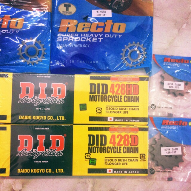 Honda Winner 150 Dĩa 44T Gold Combo Nhông Dĩa Recto Sên DID Nhật 9Ly 10Ly Vàng Chính Hãng
