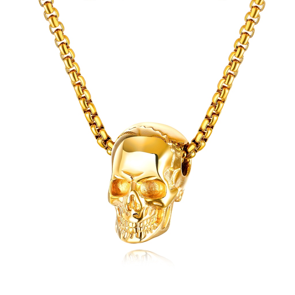 Vòng cổ Thép Titan Mặt Đầu Lâu Phong Cách Hip Hop Cá Tính Cho Nam