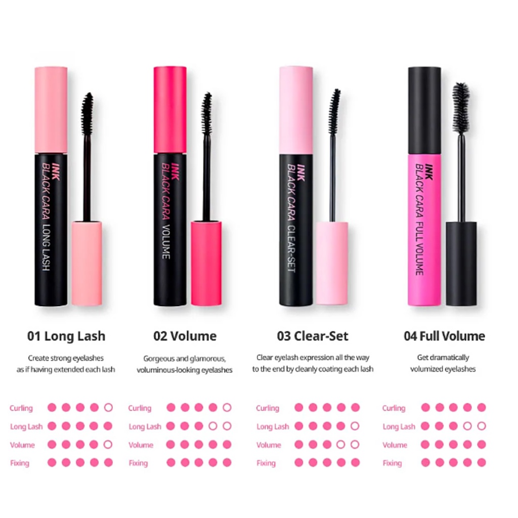 Mascara Làm Cong Mi Tự Nhiên Peripera Ink Black Cara