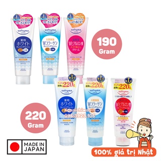 Sữa rửa mặt KOSÉ Softymo White, Hyaluronic & Collagen - dưỡng ẩm, làm trắng và căng mịn da | hàng nội địa Nhật