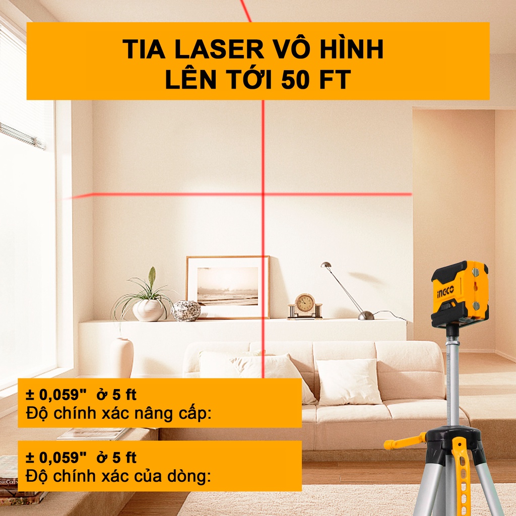 Máy đo mức cân bằng tia laser (tia đỏ) INGCO HLL156508 có nam châm hút