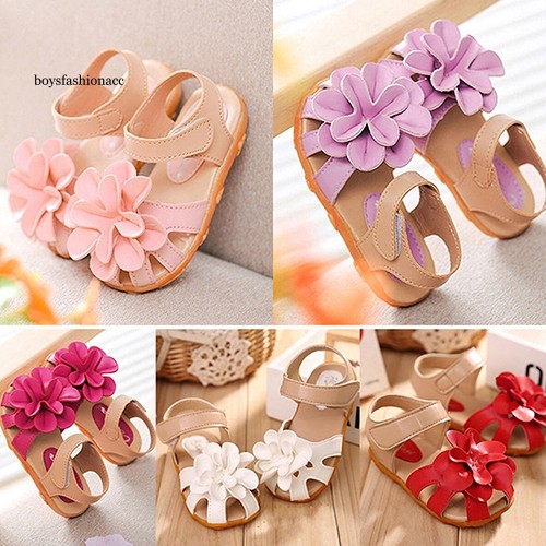 Giày Sandal Giả Da Đính Hoa Xinh Xắn Cho Bé Gái