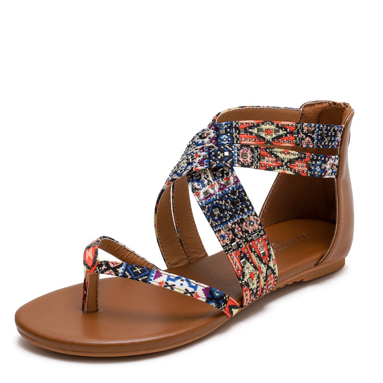 [Chính hãng XiangLV - Sẵn từ 36-39] Giày sandal chiến binh boho quai chéo cổ thổ cẩm chính hãng cao cấp FULLBOX - N27
