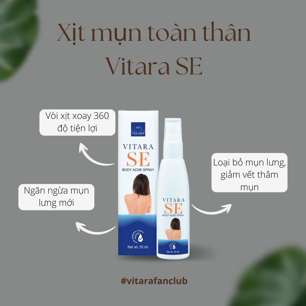 Xịt mụn lưng Vitara SE BODY ACNE SPRAY giảm mụn mờ thâm sáng da 50ml chính hãng thái lan