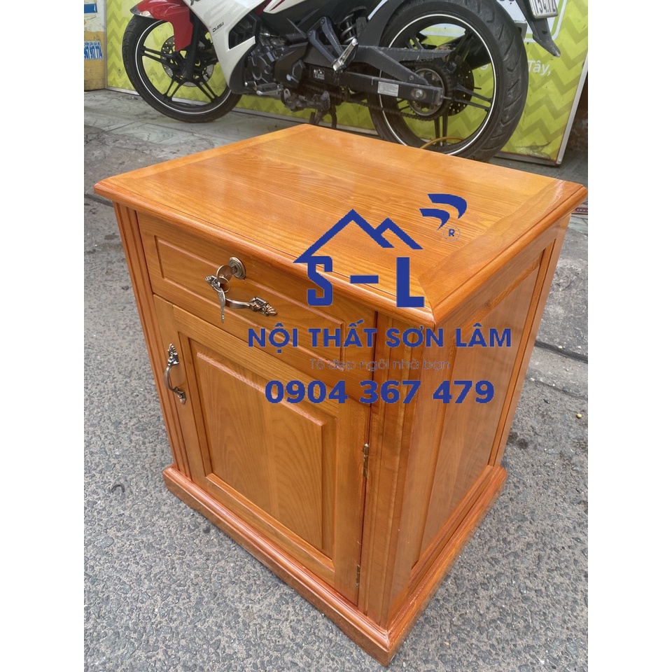 Tủ đầu giường gỗ sồi nguyên khối cao cấp màu nâu