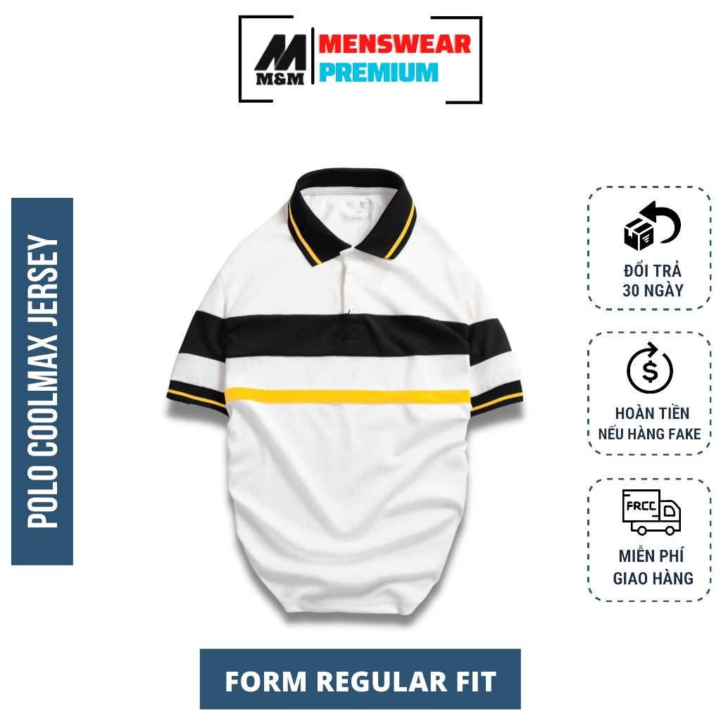 Áo Polo Tay Ngắn Nam M&amp;M, Áo Thun Polo Nam Cổ Bẻ Tay Ngắn Phối Sọc Vải Poly Cá Sấu Xuất Xịn Chuẩn Form HC106