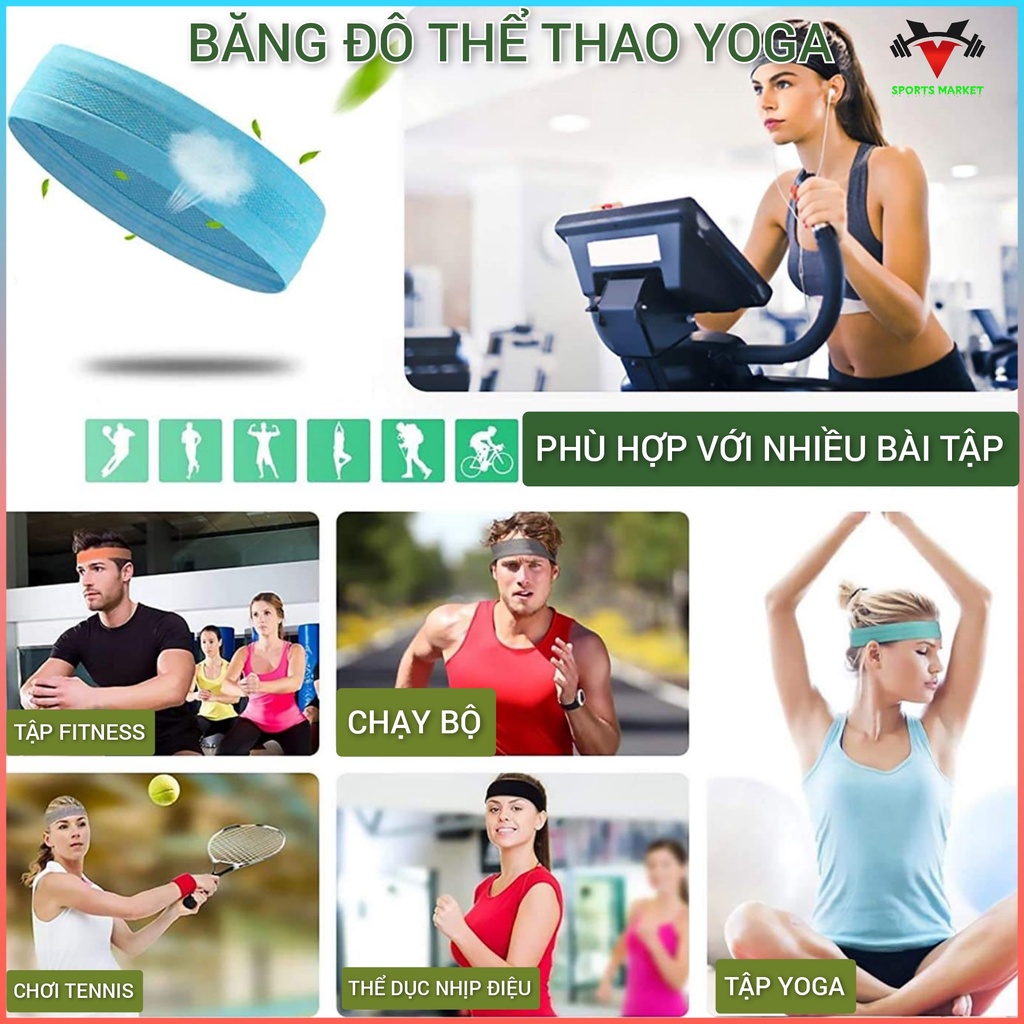 Băng Đô Thể Thao Nam, Băng Trán Thể Thao, Tennis, Yoga, aerobic, Gym, Chạy Bộ, Siêu Thấm Mồ Hôi Đàn Hồi Tốt