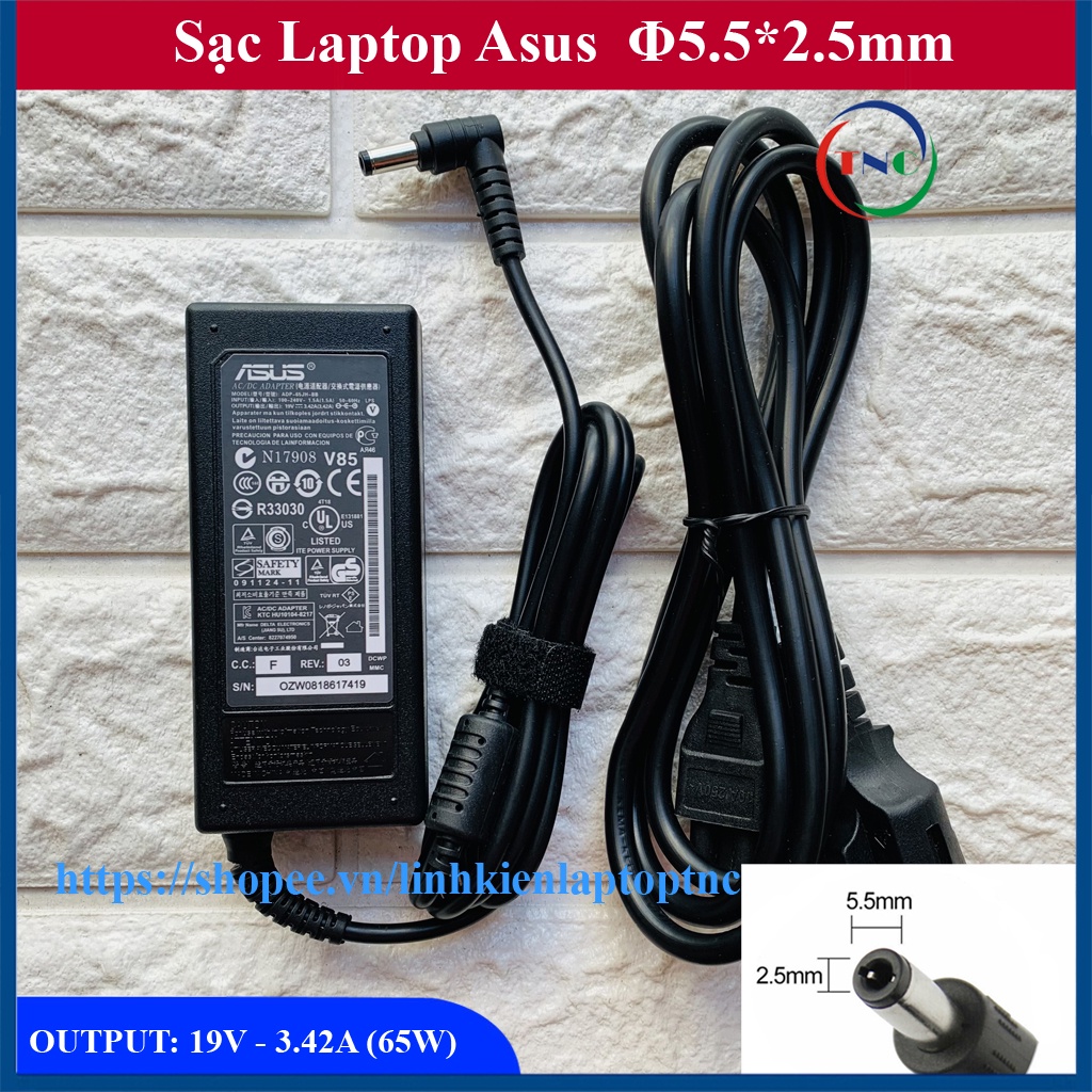 [Chân To] Sạc Laptop Asus 19V – 3.42A – 65W (ADAPTER ASUS 19V-3.42A) HÀNG OEM - ZIN CHẤT LƯỢNG CAO - NHẬP KHẨU