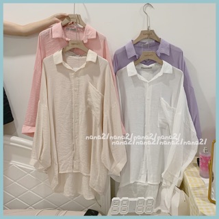Sơ mi thô đũi trơn oversize
