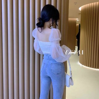 Áo tay voan cổ vuông