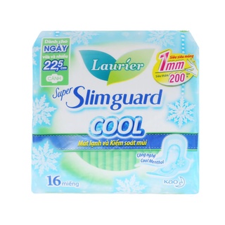 Băng vệ sinh Laurier Super Slimguard Cool siêu siêu mỏng có cánh 16 miếng