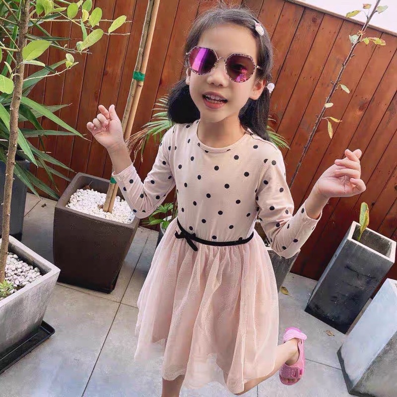 Váy dài tay Sela cho bé gái 3-7 tuổi Váy thu đông bé gái cao cấp xuất dư 0621