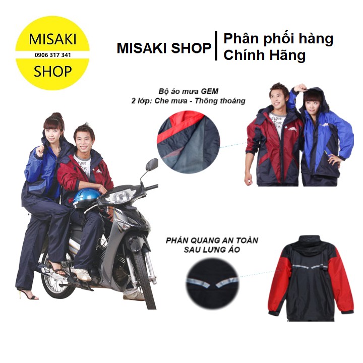 ⚡️Nên Mua⚡️Áo mưa Bộ GEM 02 Công Dụng Che Mưa_Thông Thoáng ASNM-37📞Misaki Shop