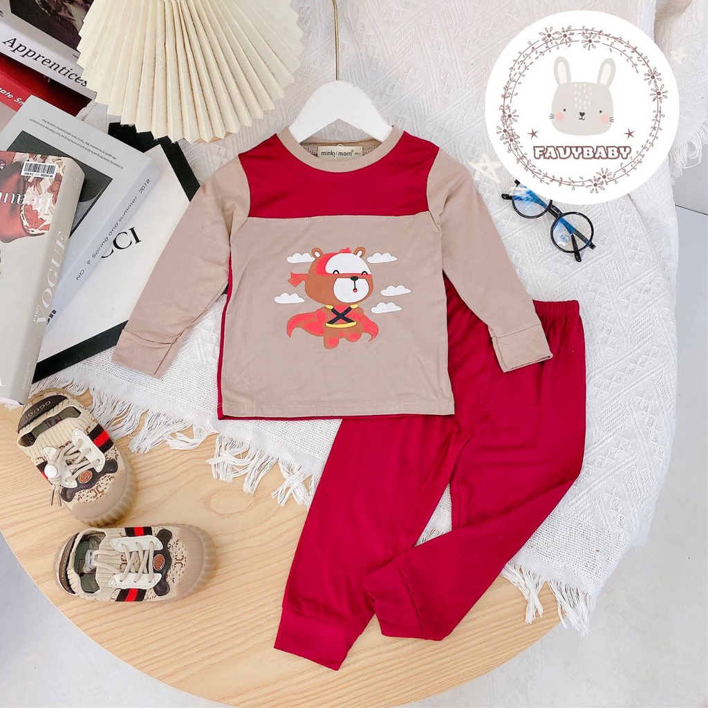 Bộ Dài Tay Bé Trai Bé Gái MINKY MOM Chính Hãng Đồ Bộ Dài Raplan Thun Lạnh Bãi Biển Cún Hero Mickey Bé 0-5 Tuổi-Favybaby