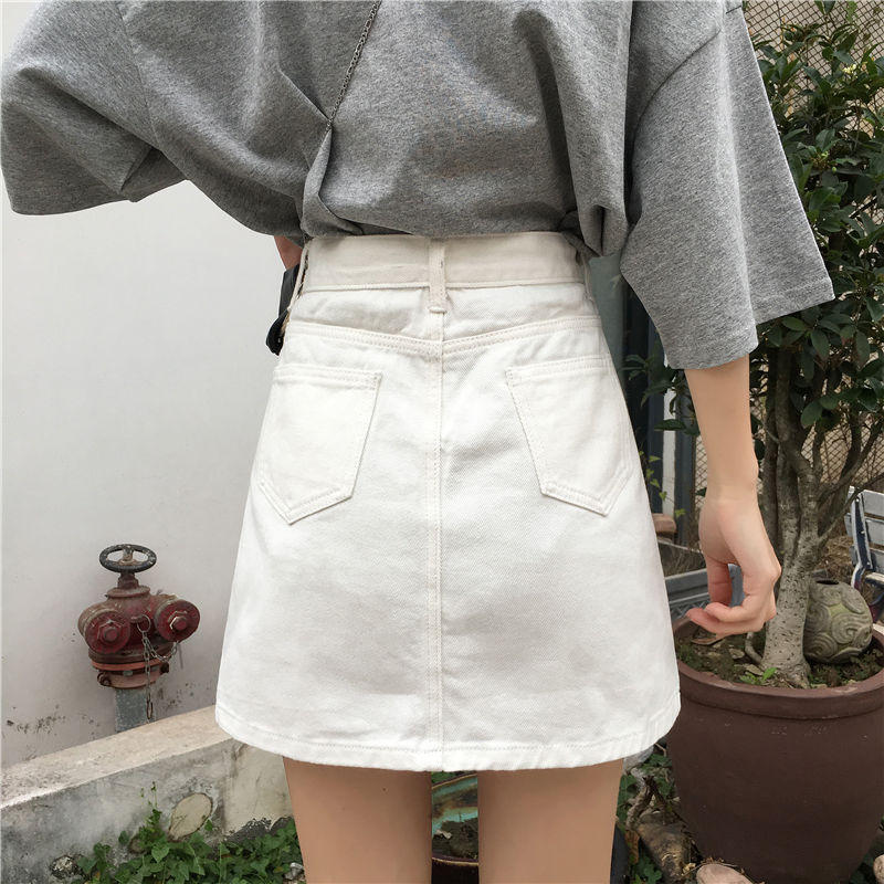 Fashion Korean Style High-Waist A-Denim Skirt