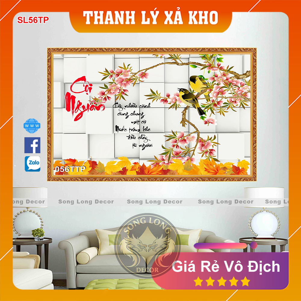 Tranh Dán Tường Chữ Cội Nguồn- SL56TP-Tranh 3d Thư Pháp - Song Long Decor