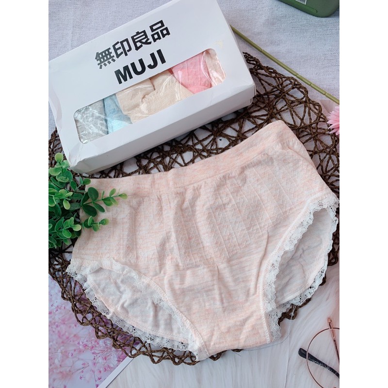 QUẦN LÓT NỮ COTTON MUJI , QUẦN CHÍP NỮ CO GIÃN 4 CHIỀU XUẤT NHẬT [ HỘP LÓT 5C MUJI ]