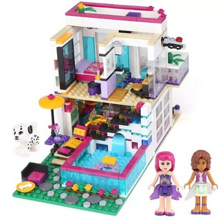 lắp ráp mô hình lego friends 41135 lepin 01046 biệt thự của các ngôi sao Livi's Pop Star House Emma Mia