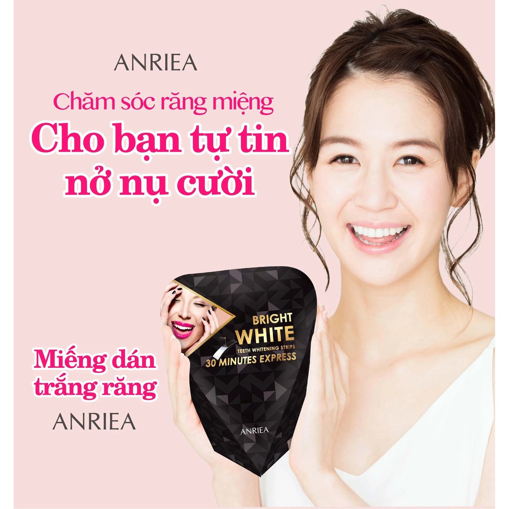 Miếng Dán Trắng Răng ANRIEA(Hộp 7 days* 2 + 1 Kem Đánh Răng CAM -TẶNG 1 Hộp nước súc miệng(20 gói/hộp) -2A02.A05.A09