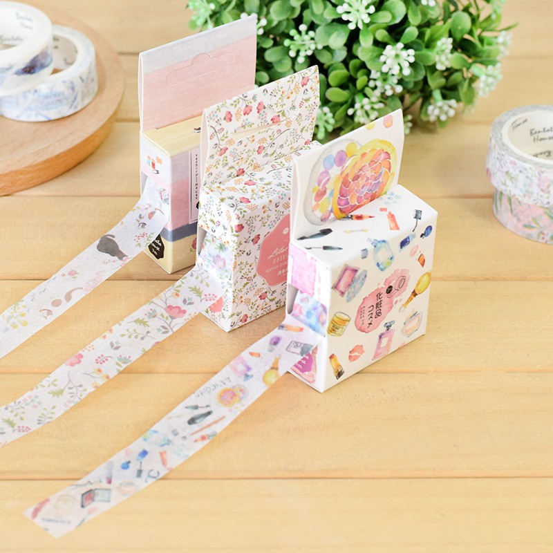 Set 21 Cuộn Băng Dính Washi 15mm Hình Chim Hồng Hạc Rừng Dùng Trang Trí 7