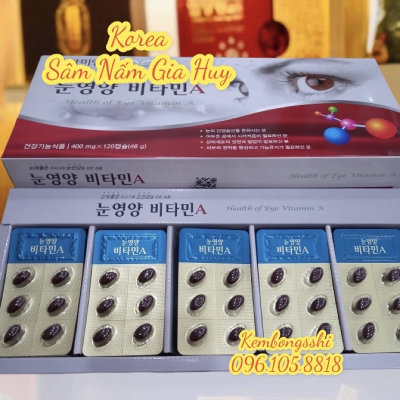 [HÀNG MỚI VỀ] Viên Bổ Mắt Hàn Quốc Health of eye Vitamin A, Hộp 120Viên