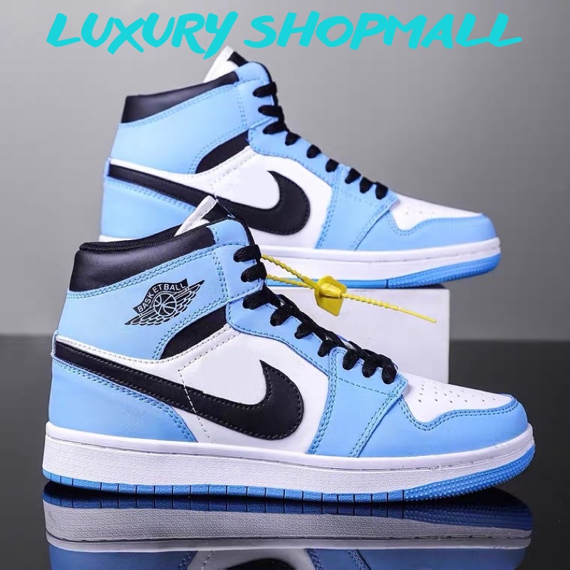 Giày Sneaker Nam Nữ - Giày Thể Thao Nike Jordan Xanh Dương Cổ Cao Nam Nữ Full Box Bill_luxury.shop mall