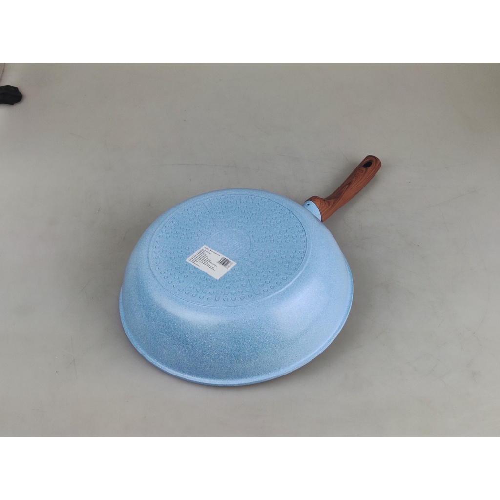 Chảo đúc vân đá đáy từ Greencook GCP09 màu xanh, size 20/22/24/26/28/30cm, không kén bếp
