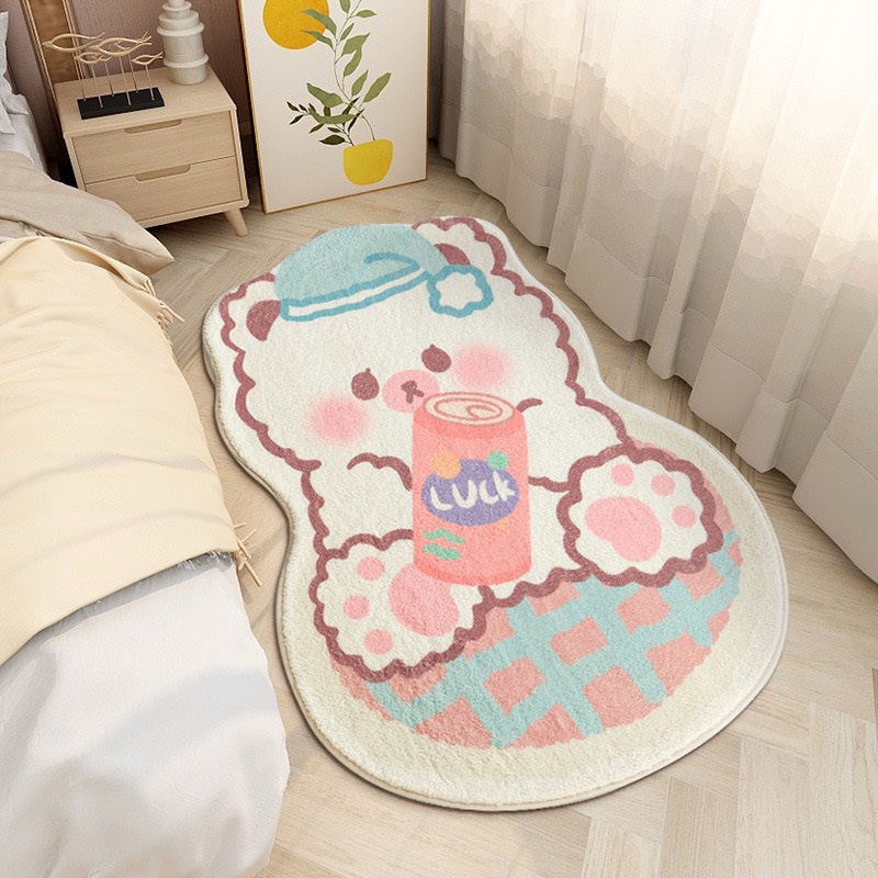 Thảm Chân Giường Lông Cừu Hình Thú Cao Cấp Siêu Đáng Yêu, Có Đế Chống Trơn Trượt