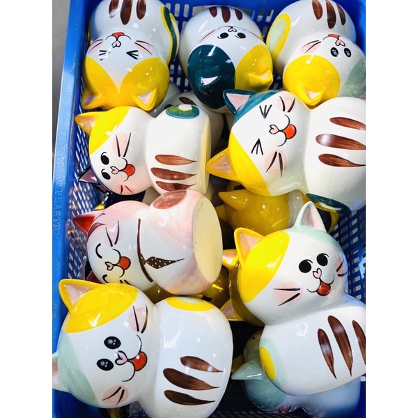 Con giống tiết kiệm hình chú mèo máy dễ thương, mèo Neko gốm Bát Tràng