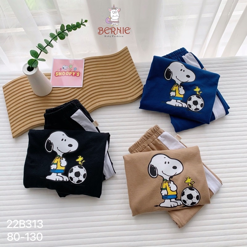 Bộ bé trai Bernie thu đông cotton snoopy cho bé từ 8-22kg-22B313