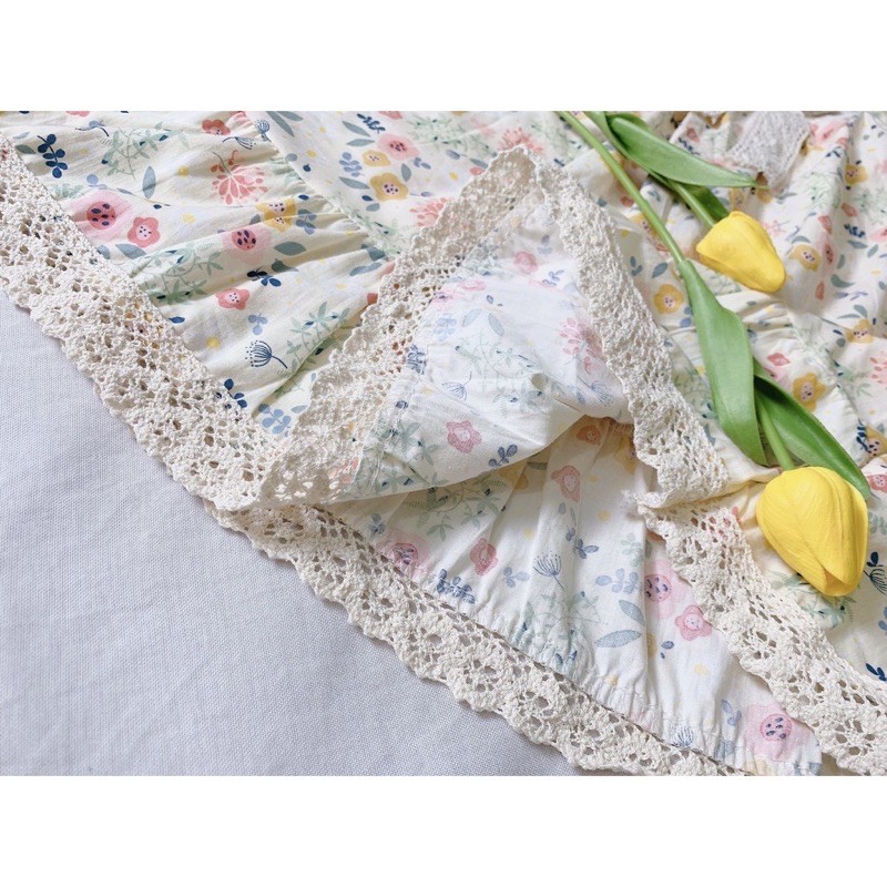 Đầm cotton phối ren