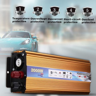Solar Power Inverter 2000W 12V/24V DC To AC220V Modified Sine Wave Converter USB