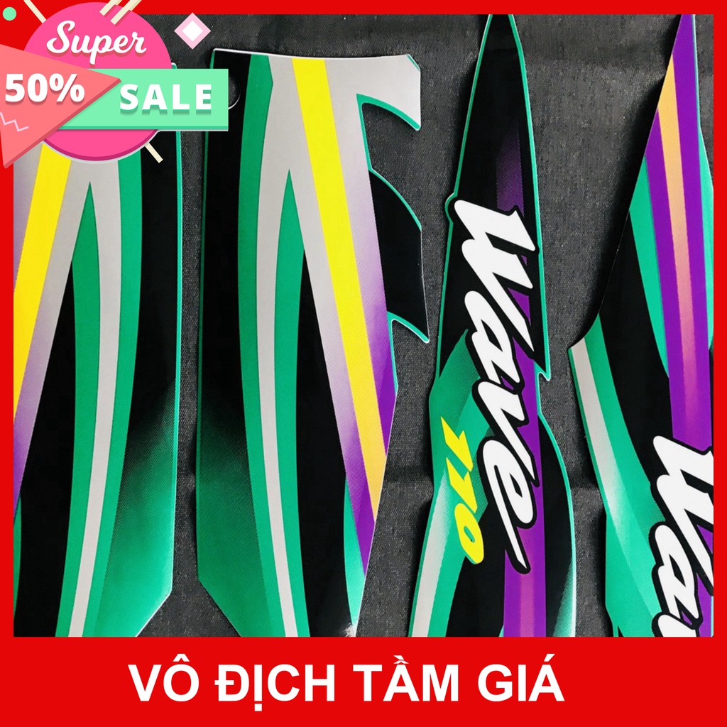 [GIÁ GỐC] NGUYÊN BỘ TEM THÁI 3 LỚP DÁN XE MÁY WAVE THÁI, WAVE 110 XƯƠNG CÁ (MÀU XANH LÁ)