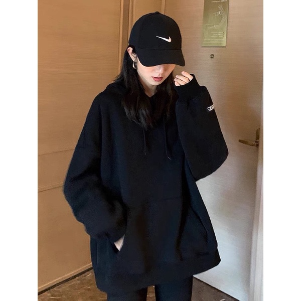 Áo Khoác Hoodie Nữ Trơn Dáng Oversize Chất Nỉ Bông Siêu Ấm Phong Cách Hàn Quốc | BigBuy360 - bigbuy360.vn