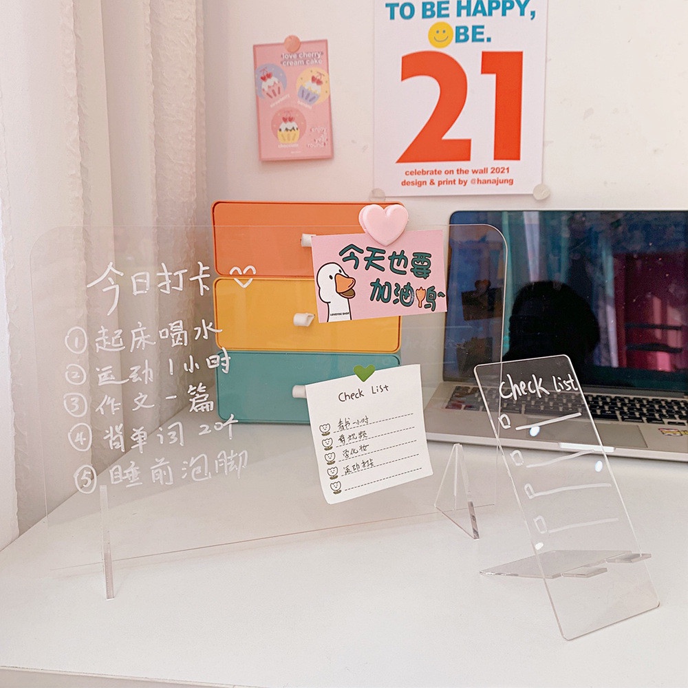 Cod Qipin Mini Portable Acrylic Note Board Erasable Transparent Message Board Student Stationery