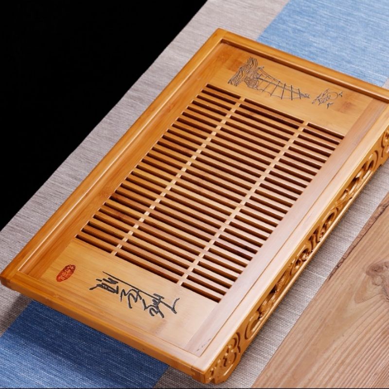 khay bàn trà bằng tre cao cấp của trung quốc( khay trà đạo )tặng kèm 1 xúc trà bằng tre cao cấp