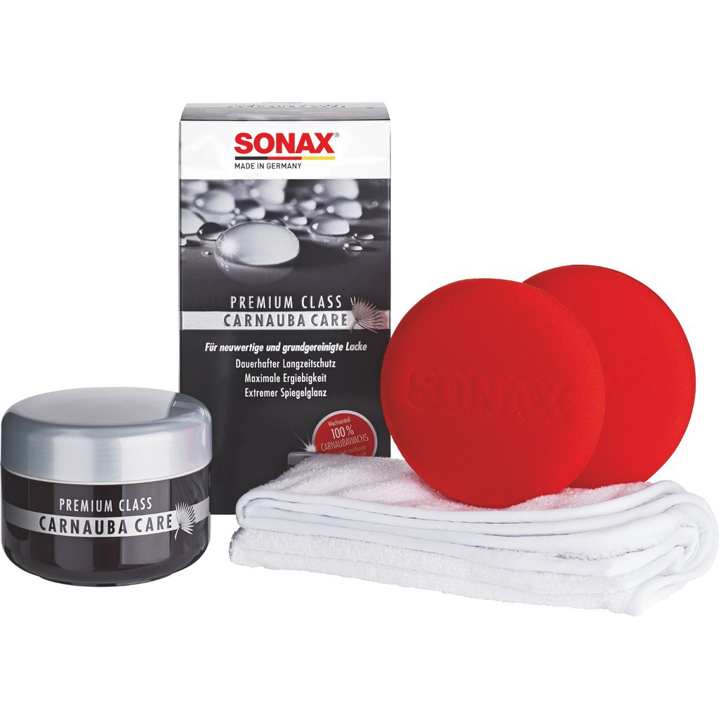 SONAX KIT- Bộ Sản Phẩm Cao Cấp Giúp Bảo Vệ Bề Mặt Sơn (Sonax Premium Class Carnauba Care 200ml) [Hàng Đức Chính Hãng]