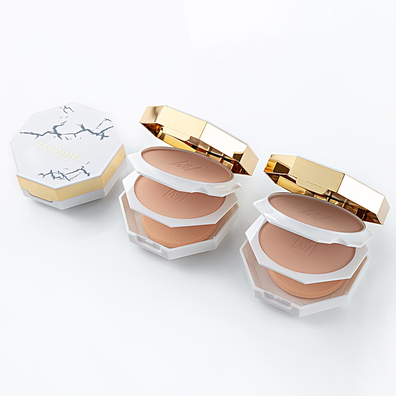 [Hàng mới về] Phấn che khuyết điểm kiểm soát dầu lâu trôi thiết kế vỏ họa tiết cẩm thạch hợp thời trang