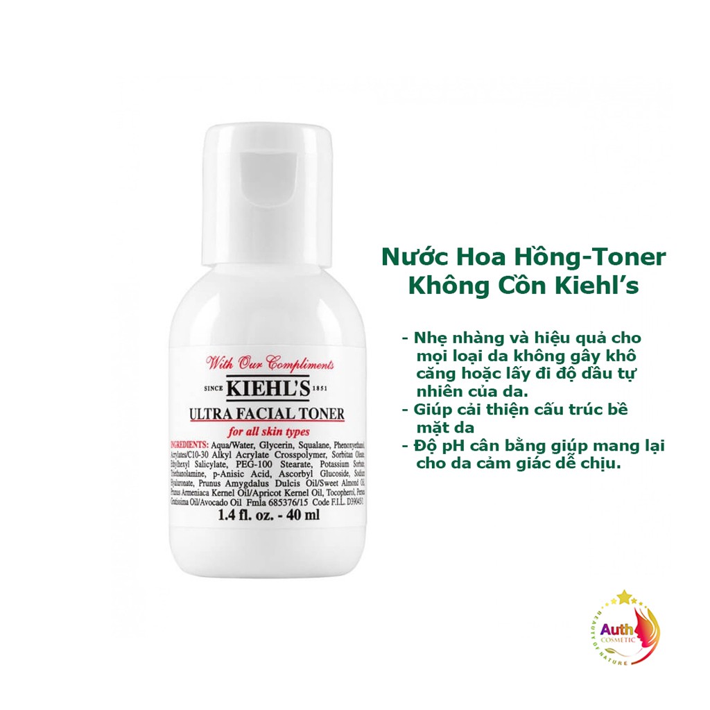 Toner Không Cồn dịu nhẹ KIEHLS Ultra Facial Toner làm dịu cân bằng cấp ẩm sâu phù hợp mọi làn da