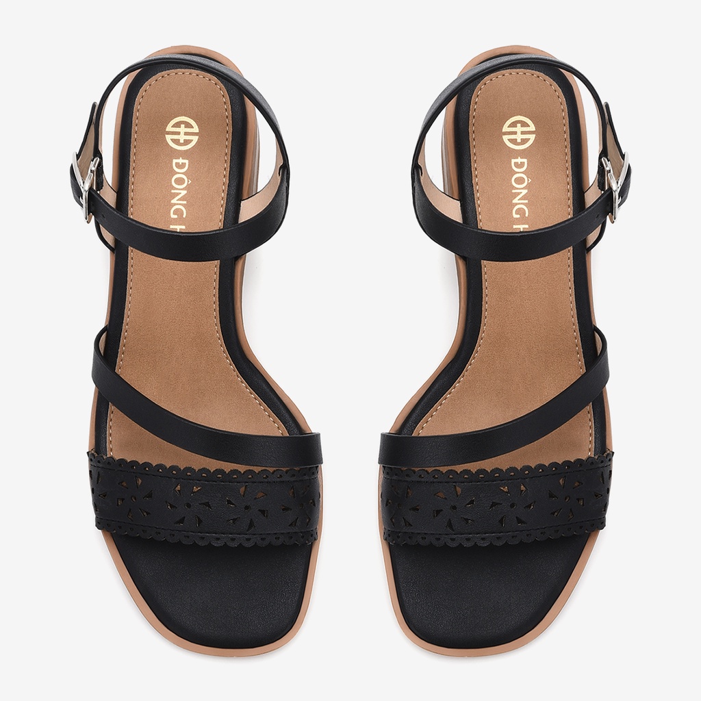 Giày sandal cao gót nữ Đông Hải gót vuông cao 3cm đế giả gỗ - S32B3