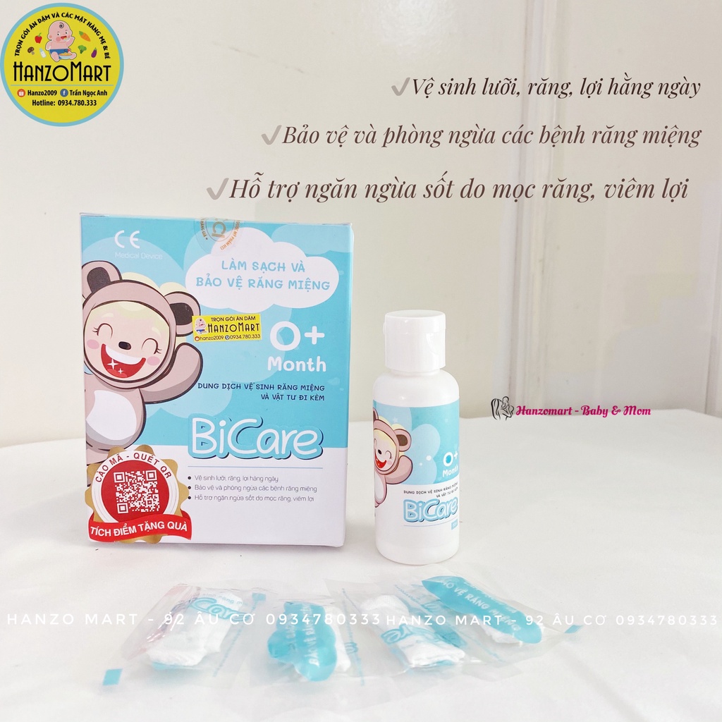 Dung Dịch Vệ Sinh Răng Miệng 50ml Và 20 Gạc Đi Kèm Bicare Cho Bé