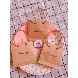 COMBO 10 túi giấy xi măng/kraft mini 9.5 x 8.5 x 3cm vintage chữ Thank You xinh xắn