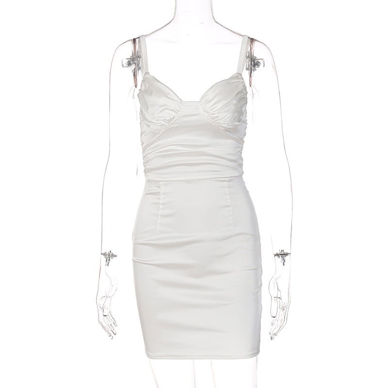 Đầm Hai Dây Xếp Ly Màu Sắc Đơn Giản Quyến Rũ Cho Nữ